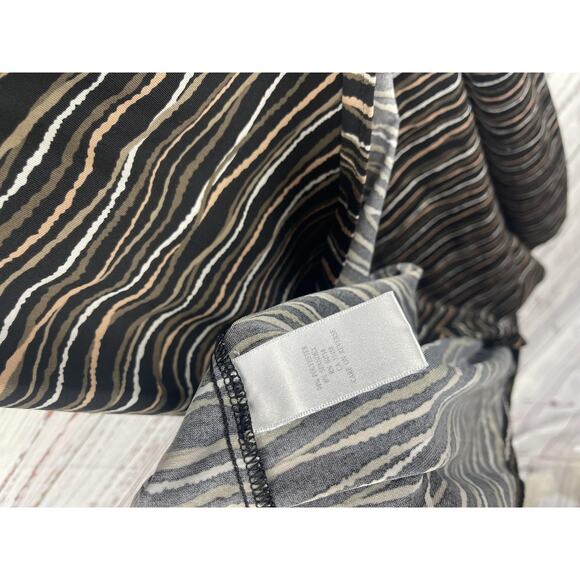 BCBGMAXAZRIA Dress Womens Medium Black Stripe Wrap V Neck Jersey Knit Midi Work - Picture 5 of 9